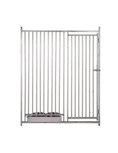Frente de Box con puerta y comederos para Perros Barras 8cm 150x200cm
