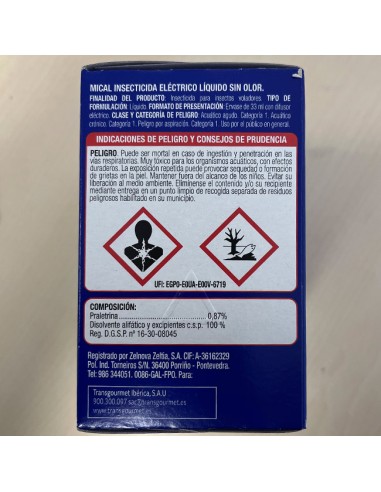 pictogramas de seguridad Difusor Insecticida Antimosquitos sin olor
