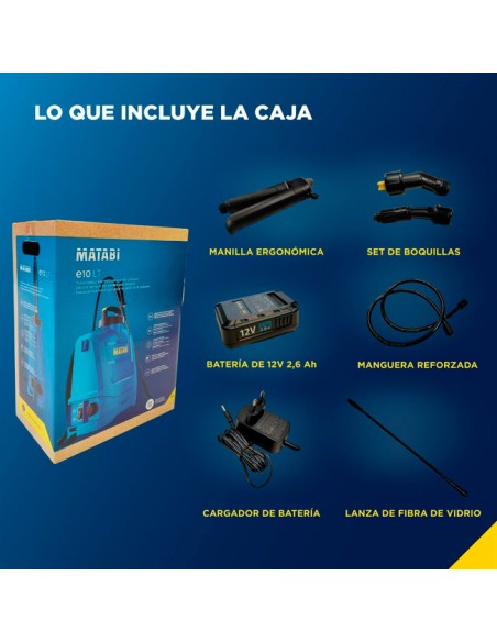 accesorios incluidos mochila sulfatadora Eléctrica e10L 10 litros
