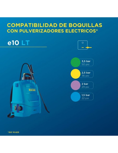 boquillas compatibles pulverizadores eléctricos Matabi como el e10LT