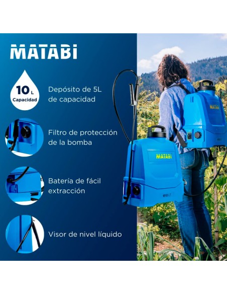 característica pulverizador eléctrico e10 Matabi