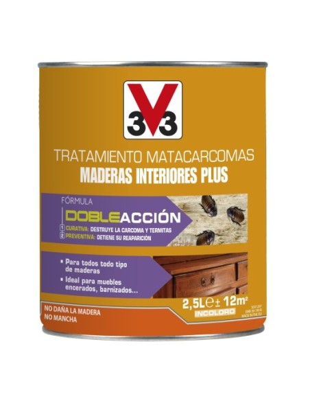 Tratamiento matacarcomas para Madera de Interior Plus V33 2,5kg.