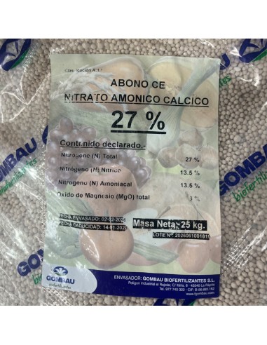 composición Abono Nitrato Amónico Cálcico N (mg) 27%